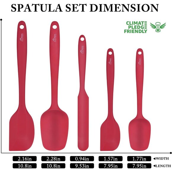 HOTEC Food Grade Silicone Rubber Spatula Set for Baking Heat Resistant Non Stick - Picture 6 of 10